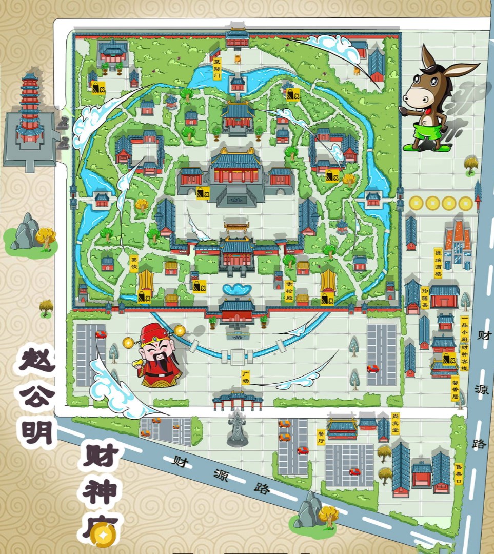 栾川寺庙类手绘地图